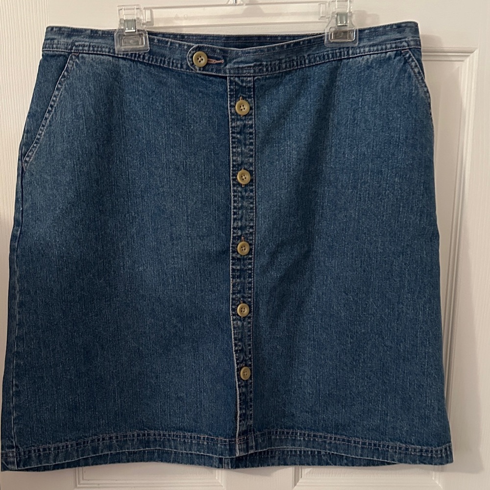 CJ Banks Blue Denim A-Line Skirt
